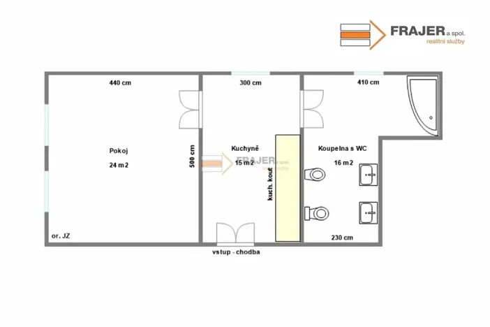 Pronájem bytu 1+1, Uhlířské Janovice, Václavské náměstí, 55 m2