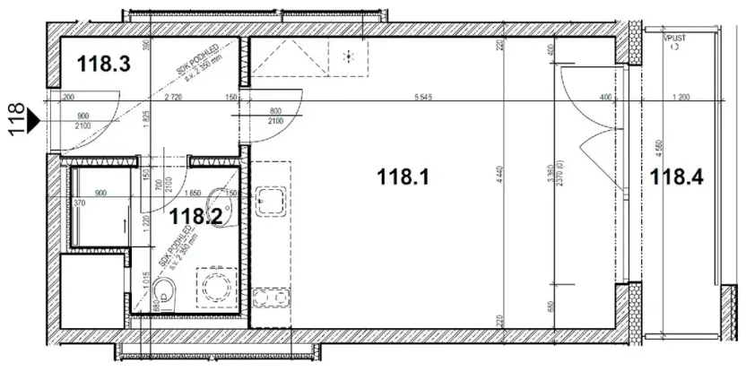 Pronájem bytu 1+kk, Praha, Poděbradská, 37 m2