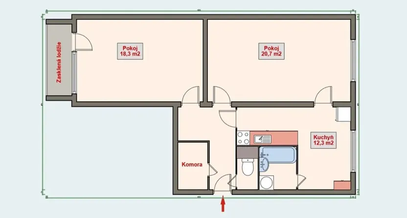 Pronájem bytu 2+1, Hradec Králové, Fričova, 69 m2