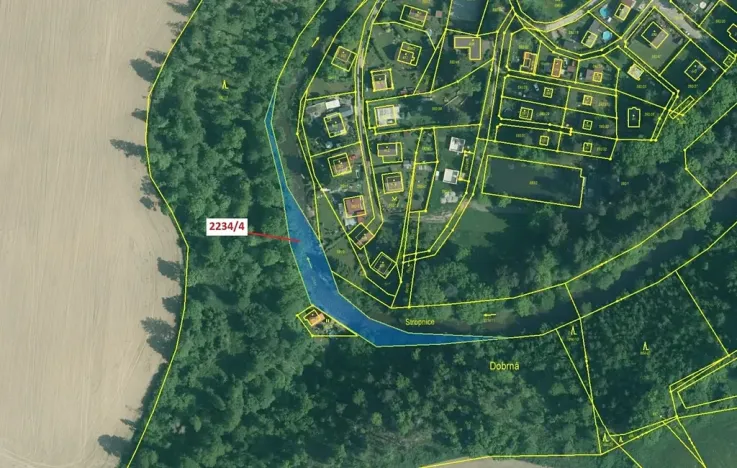 Dražba pozemku, Římov, 1687 m2