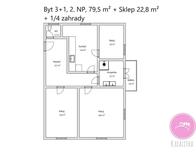 Prodej bytu 3+1, Olomouc, Růženy Svobodové, 77 m2