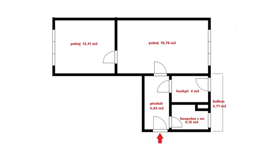 Prodej bytu 2+1, Soběslav, 46 m2