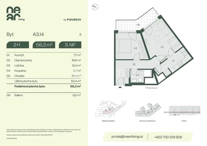 Prodej bytu 2+1, Praha - Libeň, Na kopečku, 50 m2