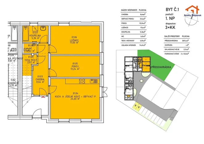 Prodej bytu 3+kk, Jílovice, 75 m2
