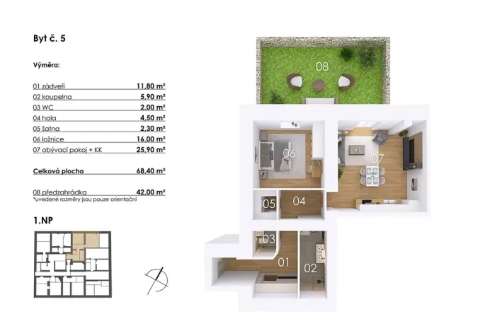 Prodej bytu 2+kk, Postupice, Blanická, 68 m2