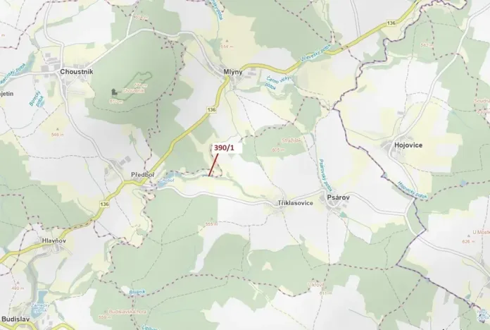 Dražba pozemku, Psárov, 2190 m2