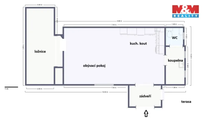 Pronájem bytu 2+kk, Uhlířské Janovice - Mitrov, 60 m2