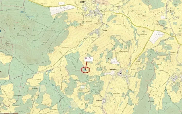 Dražba pozemku, Zálezly, 1482 m2