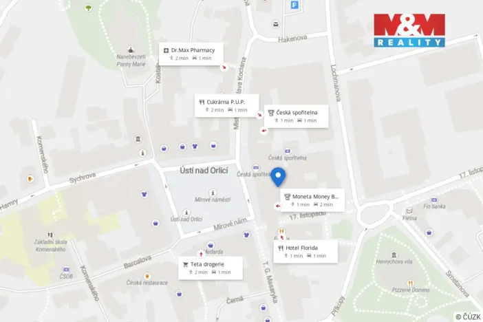 Pronájem obchodního prostoru, Ústí nad Orlicí, Mírové nám., 135 m2