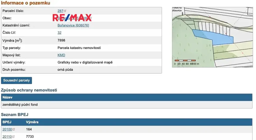 Prodej podílu pole, Bořanovice, 3949 m2