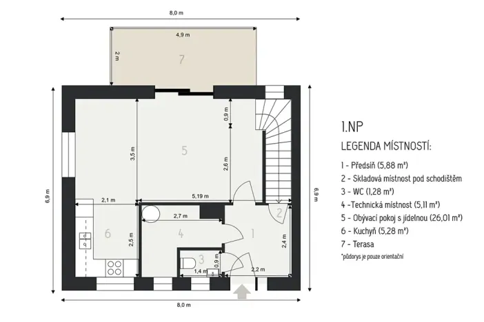 Prodej rodinného domu, Pustiměř, Konečná, 86 m2