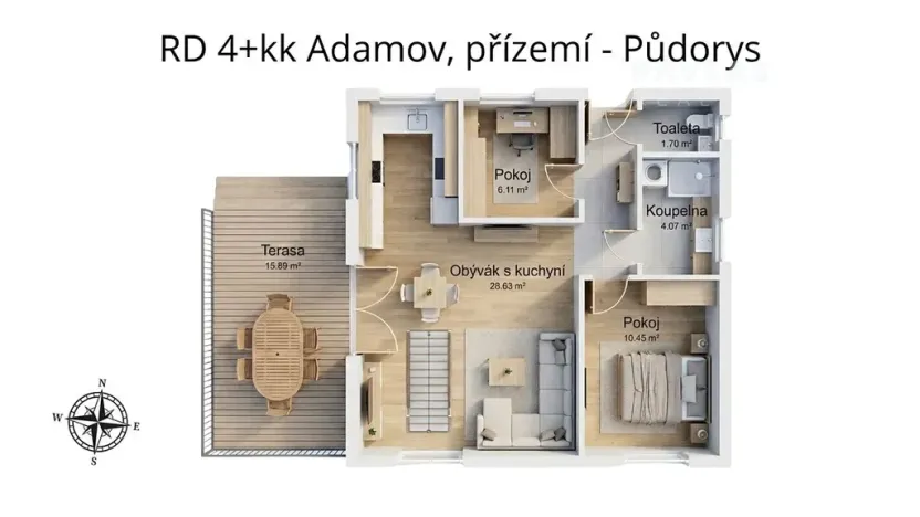 Pronájem rodinného domu, Adamov, Adamovská, 113 m2