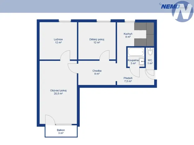 Prodej bytu 3+1, Vimperk, Mírová, 75 m2