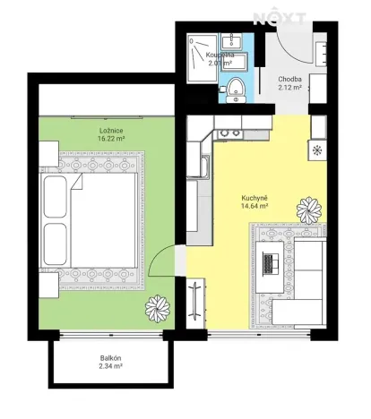 Prodej bytu 1+1, Velešín, Sídliště, 35 m2