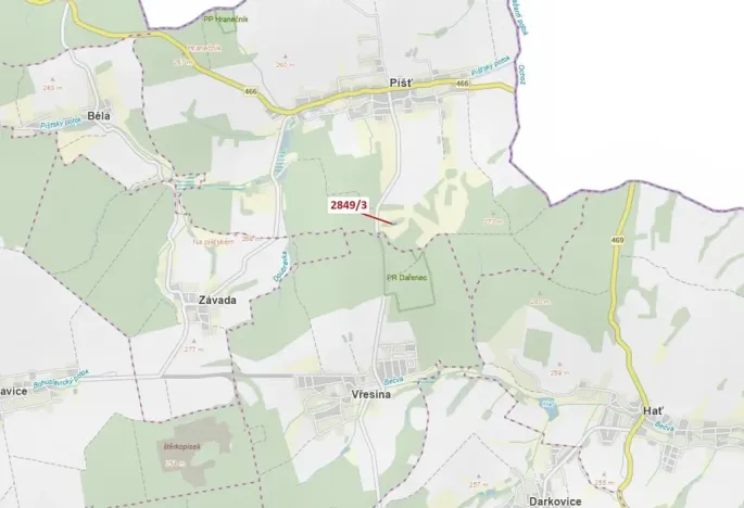 Dražba lesa, Píšť, 1130 m2