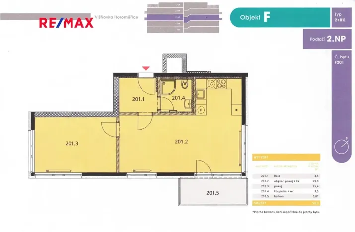 Pronájem bytu 2+kk, Horoměřice, Karla IV., 53 m2