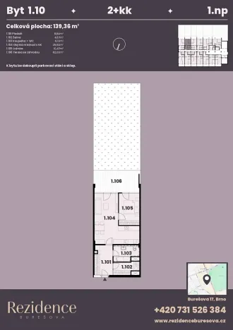 Prodej bytu 2+kk, Brno, Burešova, 140 m2