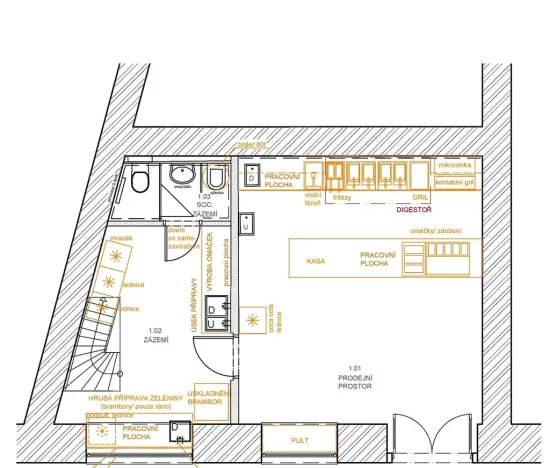 Pronájem restaurace, Praha - Nové Město, Revoluční, 60 m2