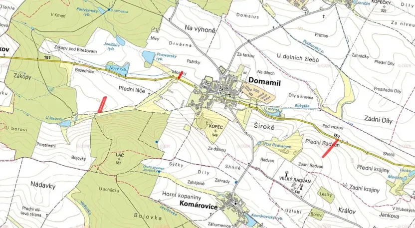 Prodej pole, Domamil, 9549 m2