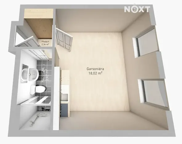 Pronájem bytu 1+kk, Tábor, Budějovická, 24 m2