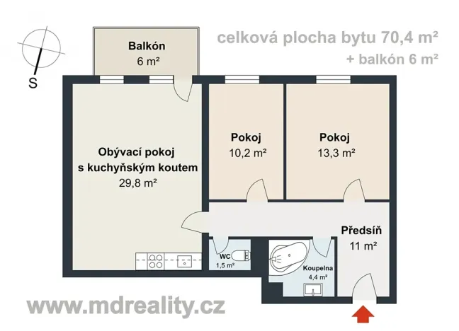 Pronájem bytu 3+kk, Jihlava, Slovenská, 76 m2