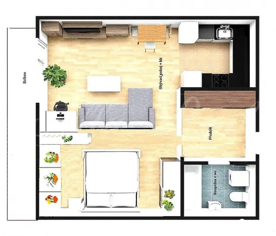 Pronájem bytu 1+kk, Brno - Horní Heršpice, Jižní, 43 m2