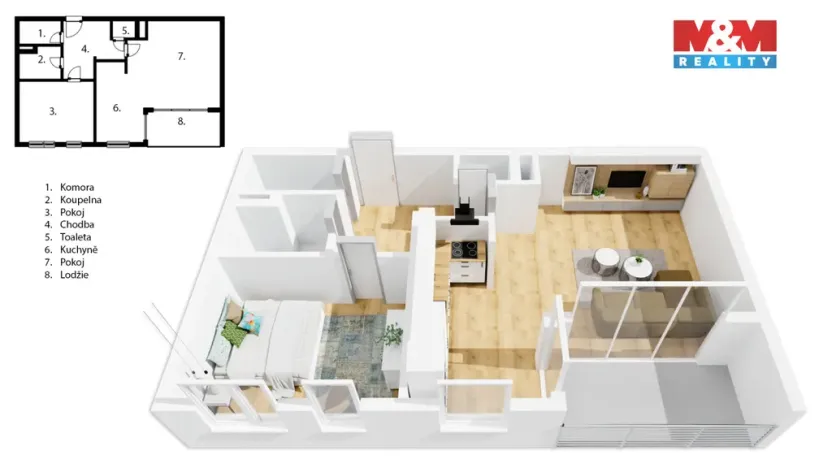 Pronájem bytu 2+kk, Pardubice - Polabiny, Labský Palouk, 74 m2