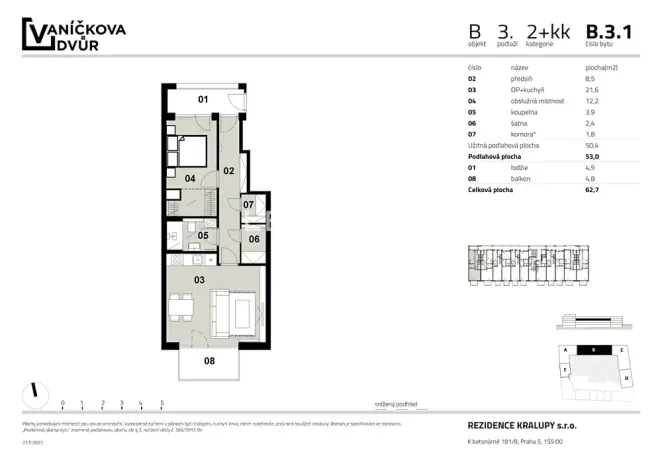 Prodej bytu 2+kk, Kralupy nad Vltavou, Husova, 53 m2