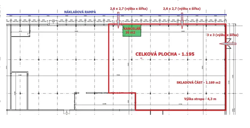 Pronájem skladu, Louny, Postoloprtská, 1200 m2