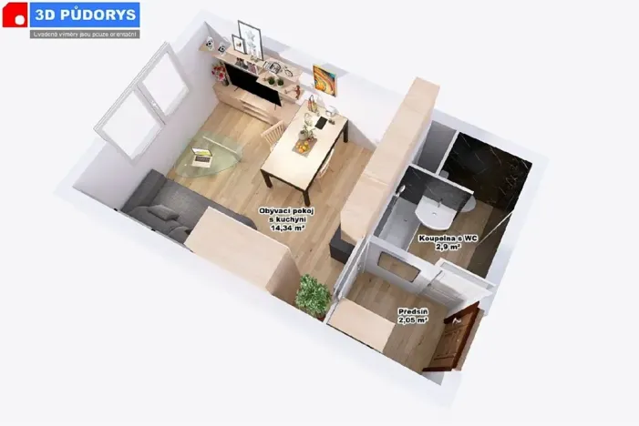 Pronájem bytu 1+kk, Velké Hamry, 28 m2