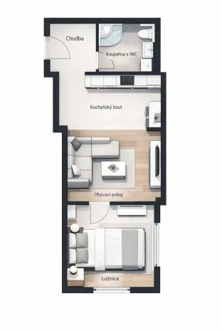 Pronájem bytu 2+kk, Náchod, Borská, 37 m2