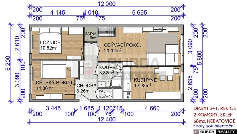 Prodej bytu 3+1, Neratovice, 68 m2