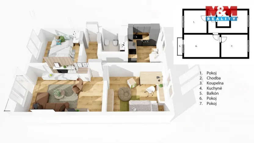 Prodej bytu 3+1, České Budějovice - České Budějovice 7, Lidická tř., 64 m2