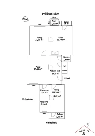 Pronájem bytu 4+kk, Praha - Josefov, Pařížská, 120 m2