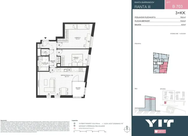 Prodej bytu 3+kk, Praha - Hlubočepy, Wassermannova, 74 m2