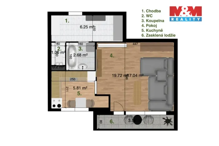 Pronájem bytu 1+1, Kutná Hora - Šipší, Na Studních, 31 m2
