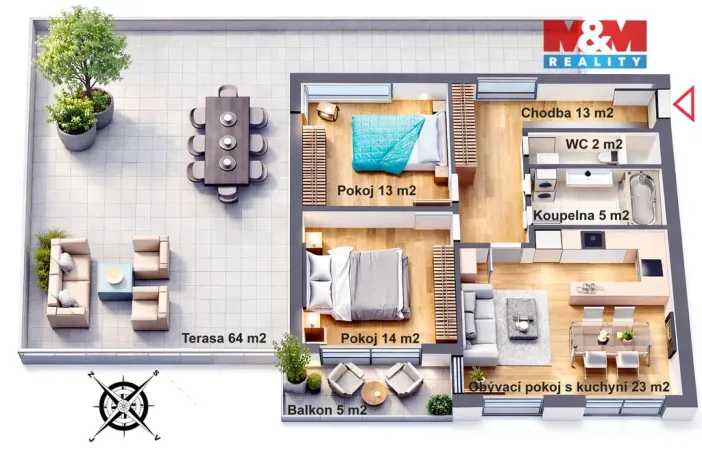 Prodej bytu 3+kk, Praha - Hrdlořezy, Mezilehlá, 70 m2