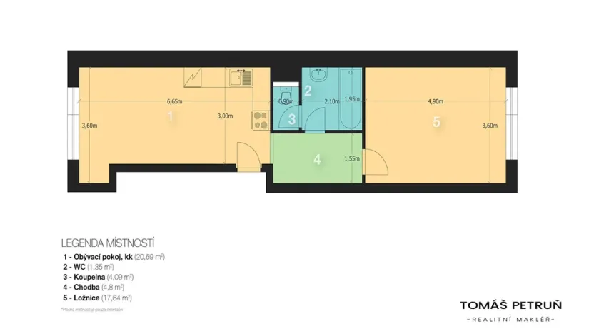 Pronájem bytu 2+kk, Hradec Králové - Věkoše, V. J. Kašpara, 50 m2