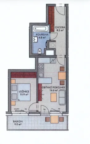 Pronájem bytu 2+kk, Praha - Dolní Měcholupy, Honzíkova, 52 m2