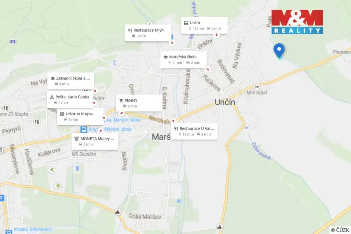 Prodej pozemku pro bydlení, Krupka - Unčín, 1078 m2