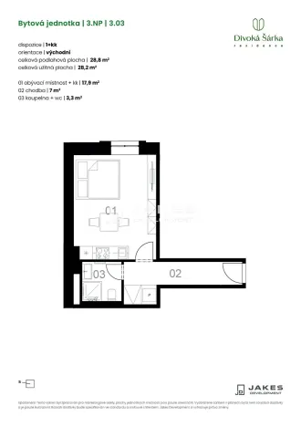 Prodej bytu 1+kk, Praha - Liboc, Jenečská, 29 m2