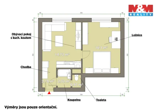 Prodej bytu 1+1, Plzeň - Skvrňany, Křimická, 36 m2