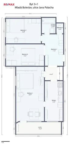 Prodej bytu 3+1, Mladá Boleslav, Jana Palacha, 79 m2