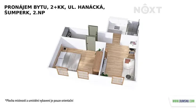 Pronájem bytu 2+kk, Šumperk, Hanácká, 37 m2