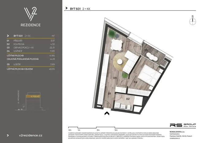 Prodej bytu 2+kk, Praha - Košíře, Hlaváčkova, 44 m2