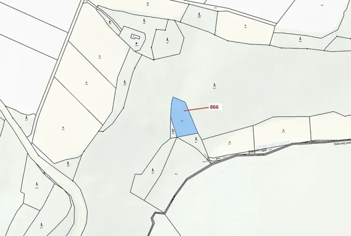 Dražba pozemku, Dešov, 1277 m2