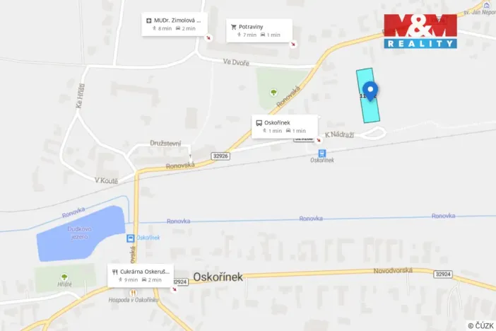 Prodej pozemku pro bydlení, Oskořínek, Ronovská, 1729 m2