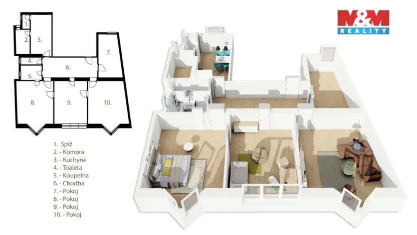 Pronájem bytu 4+1, Český Těšín, Odboje, 105 m2