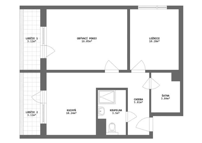 Prodej bytu 2+1, Brno, Záhřebská, 50 m2