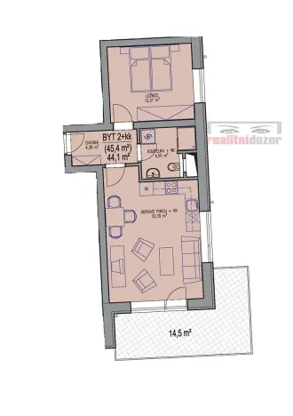 Pronájem bytu 2+kk, Brno, Chvalovka, 62 m2